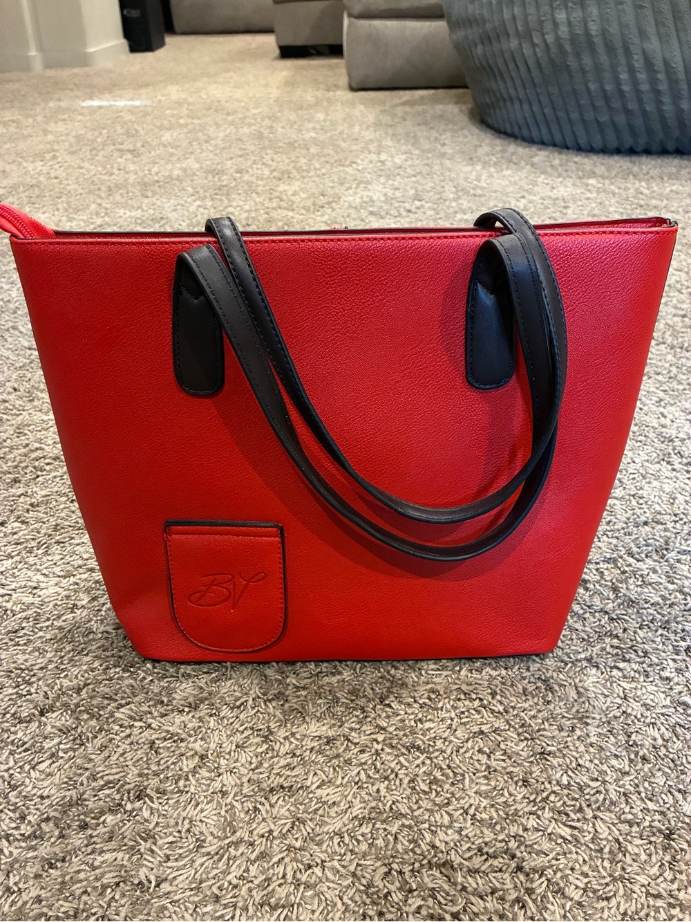 PortoVino Red Women's Tote Bag with Gold Accent Insulated For Hiding Beverages - Picture 4 of 16